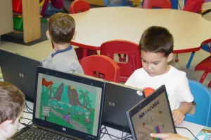 Kids in computer class